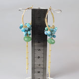 Unique Hoop Earrings, Fringe Earrings, Chain Hoop Earrings, Aventurine Earrings, Blue Apatite Hoops, Cluster Dangle Earrings, Gift for Her