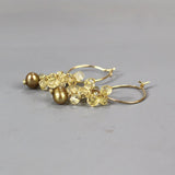 Citrine Hoop Earrings, Cluster Hoop Earrings, November Birthstone, Pearl Drop Earrings, Golden Pearl Earrings, Boho Earrings