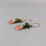 Hoop Earrings Gemstone, Cluster Hoop Earrings, Ruby Zoisite Earrings, Cherry Quartz Drop Earrings, Christmas Gift Ideas, Boho Earrings