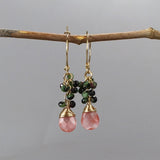 Hoop Earrings Gemstone, Cluster Hoop Earrings, Ruby Zoisite Earrings, Cherry Quartz Drop Earrings, Christmas Gift Ideas, Boho Earrings