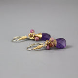 Purple Earring, Amethyst Drop Earrings, Wire Wrap Earrings, Cluster Earrings, Purple Jewelry, Small Earring, Unique Earrings