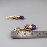 Purple Earring, Amethyst Drop Earrings, Wire Wrap Earrings, Cluster Earrings, Purple Jewelry, Small Earring, Unique Earrings