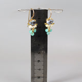 Petite Cluster Earrings, Blue Zirco Earrings, Gemstone Earrings, Pearl Jewelry, Tiny Drop Earrings, Amazonite Earrings, Pearl Earrings