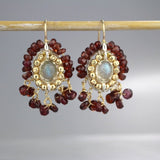 Garnet Gold Filled Cherkes Earrings