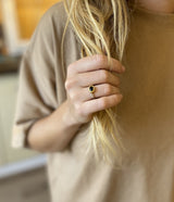 Solid Gold and Silver Onyx Ring