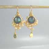 Labradorite Pearl Goddess Earrings