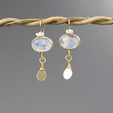 Gold Filled Moonstone Crown Earrings with Pearl