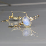 Gold Filled Moonstone Crown Earrings with Pearl