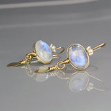 Gold Filled Moonstone Crown Earrings with Pearl