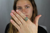 Solid Gold and Silver Labradorite Elizabeth Ring