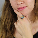 Solid Gold and Silver Labradorite Elizabeth Ring