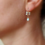Garnet Pearl Jasmine Flower Earrings