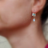 Turquoise Pearl Jasmine Flower Earrings