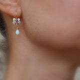 Pink Zircon Pearl Jasmine Flower Earrings