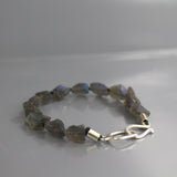 Silver Labradorite Black Thread Bracelet