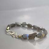 Silver Labradorite Black Thread Bracelet