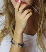 Silver Labradorite Black Thread Bracelet