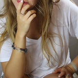 Silver Labradorite Black Thread Bracelet