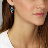 Tri Color Gemstone Clover Earrings