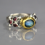 Gold Labradorite Garnet Caterina Ring