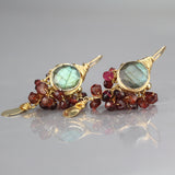 Labradorite Garnet Goddess Earrings