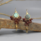 Labradorite Garnet Goddess Earrings