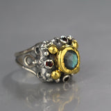 24K Gold Labradorite Signet Ring