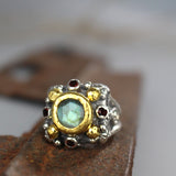 24K Gold Labradorite Signet Ring