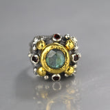 24K Gold Labradorite Signet Ring
