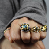 24K Gold Labradorite Signet Ring