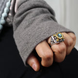 24K Gold Labradorite Signet Ring