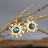 Labradorite Pearl Gold Filled Stud Earrings