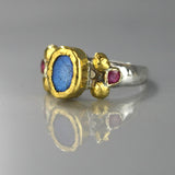 Solid Gold and Silver Labradorite Helena Ring