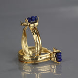 Lapis Golden Crown Hoop Earrings