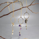 Long Amethyst Hoop Necklace