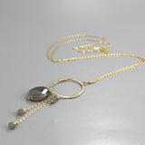 Long Labradorite Hoop Necklace