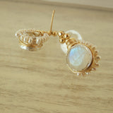 Moonstone Pearl STUD Flower Earrings