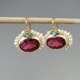 Pink Cubic Zirconia Mandala Earrings