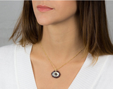 Garnet Engraved Happiness Necklace