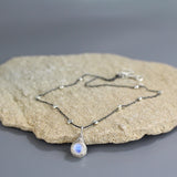 Oxidized Silver Moonstone Chain Necklace