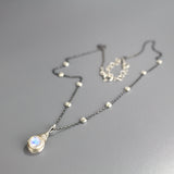 Oxidized Silver Moonstone Chain Necklace