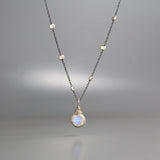 Oxidized Silver Moonstone Chain Necklace