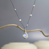 Oxidized Silver Moonstone Chain Necklace