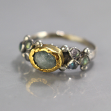 Gold Aquamarine Labradorite Caterina Ring