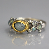 Gold Aquamarine Labradorite Caterina Ring