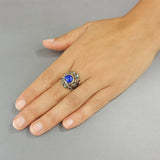 24K Solid Gold Lapis Nefertiti Ring