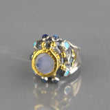 24K Solid Gold Moonstone Nefertiti Ring