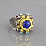 24K Solid Gold Lapis Nefertiti Ring