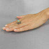 24K Solid Gold Amazonite Nefertiti Ring