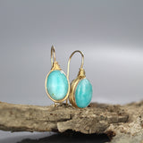 Oval Amazonite Wire Wrapped Earrings